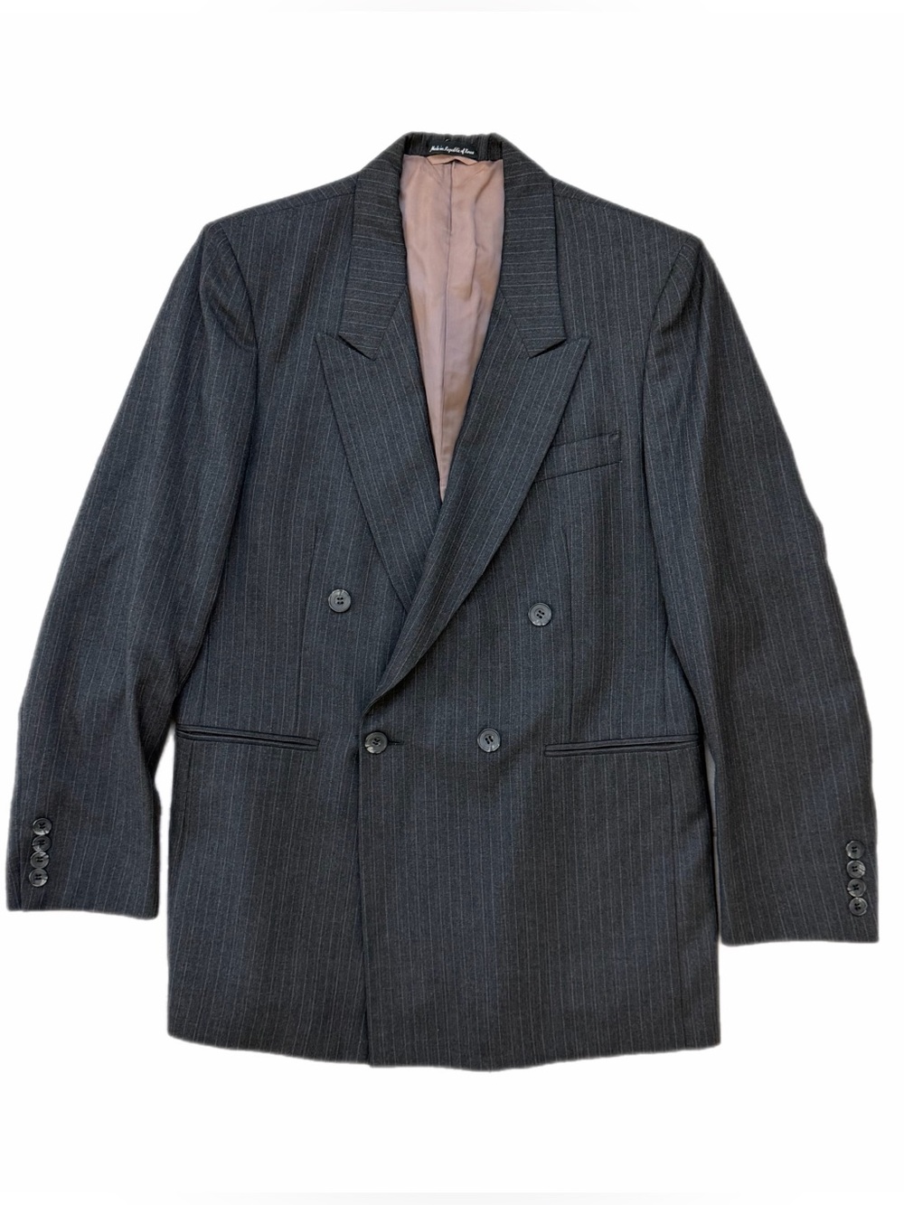 Vintage Men’s 38S Double Breasted Wool Blend Pinstripe Blazer Korea